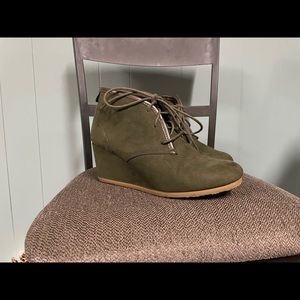 Olive wedge booties size 9